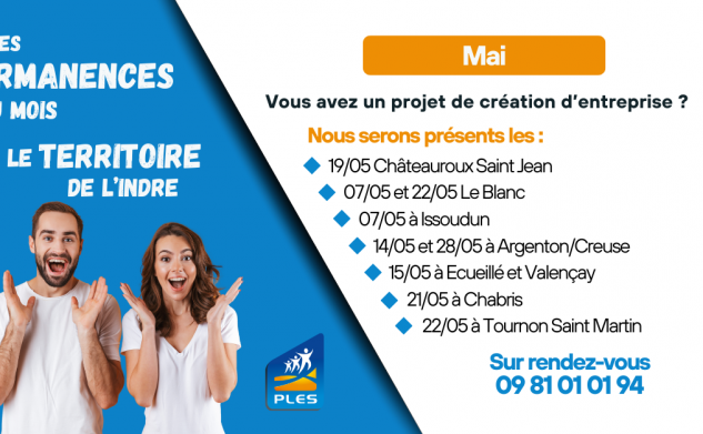 Les Permanences du PLES sur le territoire de l’Indre en Mai 2025